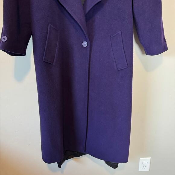 EUC VTG 80s Billi Billycoat Purple Wool Blend Long Overcoat Power Dressing Coat - Picture 5 of 12